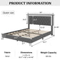 Queen Size Upholstered Bed Frame with LED Lights, Modern Velvet Platform Bed with Tufted Headboard, 84" L x 64" W x 44.5" H, Gray