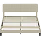 King Size Bed Frame with Adjustable Upholstered Headboard Platform Bed Frame Wood Slat Support Noise Free Light Grey
