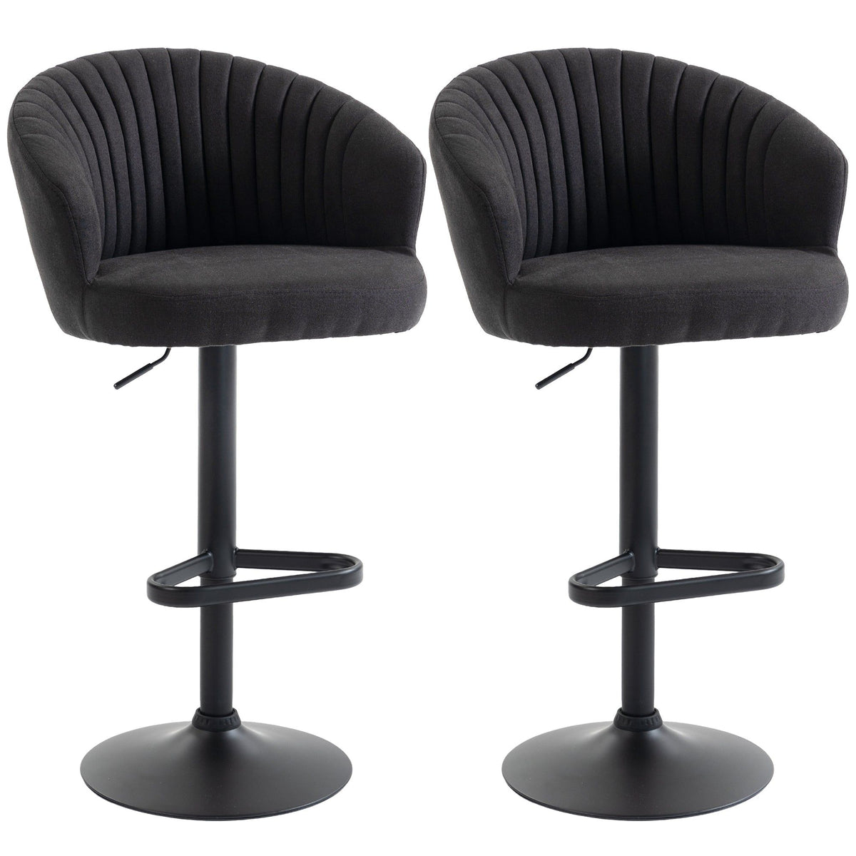 Adjustable Swivel Bar Stools Set of 2 - Black