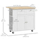Kitchen Island with Power Outlet and Drop Leaf - White