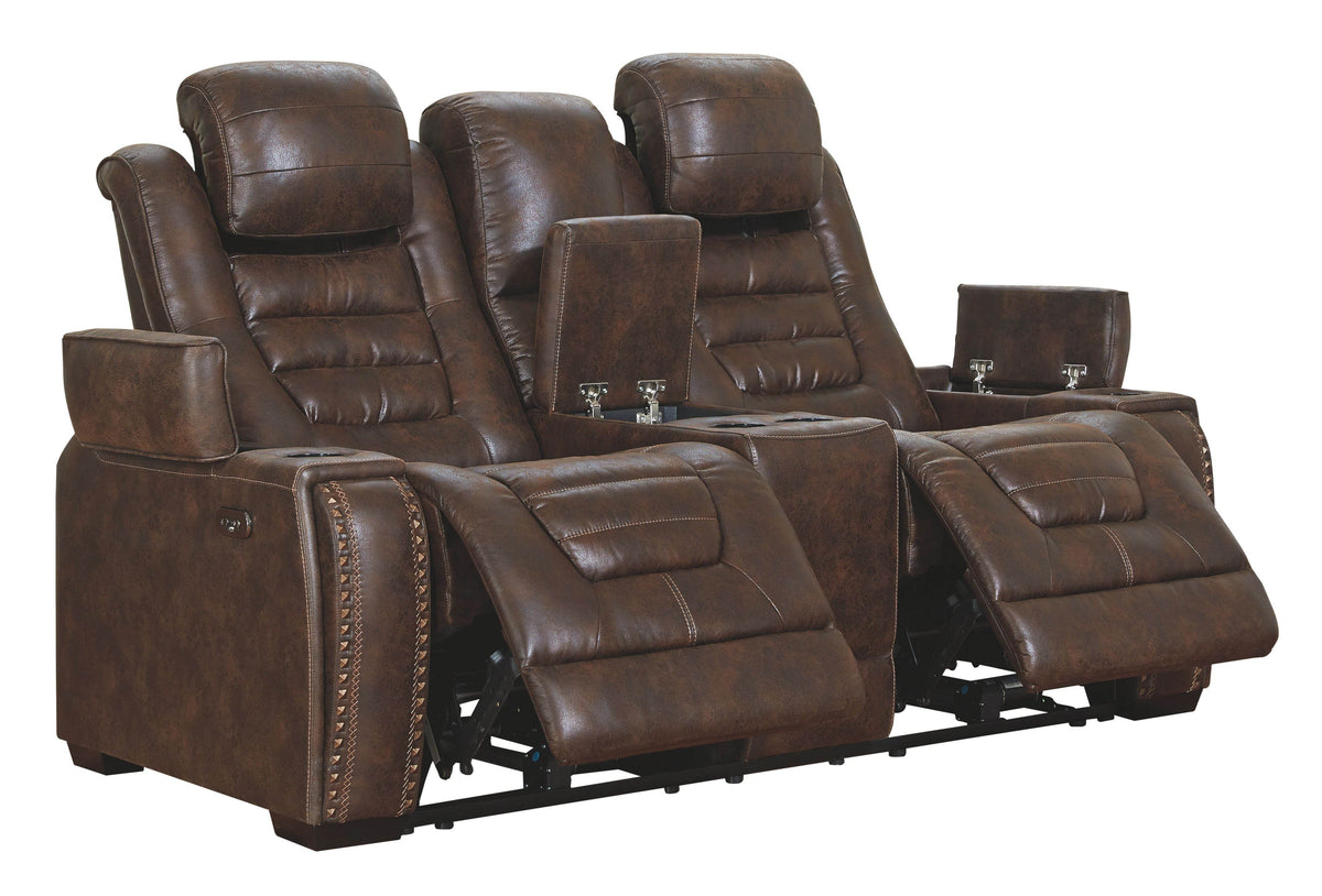 Game Zone - Bark - PWR REC Loveseat/Con/Adj HDRST