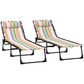2pcs Folding Lounge Chair, Adjustable Chaise Lounge with Headrest, Reclining Lounger Cot for Camping, Multi-colored