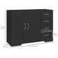 Modern Sideboard Buffet Cabinet with 4 Drawers and 2 Beadboard Doors, Kitchen Storage Cabinet, Black