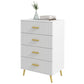 4 Drawer Cabinet, Drawer Chest for Bedroom, Chest of Drawers with Aluminium Legs and Gold Handles, White