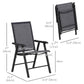 2-Piece Folding Chair Set for Relaxing on Patio Balcony Garden, Comfortable Outdoor Furniture with Armrests, Dark Grey