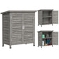 Wooden Garden Storage Shed Kit Wood Garage Tool Organisation Cabinet with 2 Door, 34" x 18" x 38", Grey