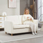 2-Seat Sofa Two-Seater Couch with Armrests and Wood Legs for Living Room, Bedroom, Cream White