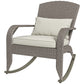 Adirondack Chair, Outdoor Wicker Rocking Chair with High Back, Seat Cushion and Pillow for Porch, Balcony, Cream White