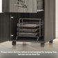 24" Filing Cabinet with Open Compartment, Lockable Drawer and Wheels, Home Office Storage Cabinet, Distressed Grey