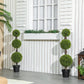 Set of 2 Artificial Ball Boxwood Topiary Trees, Fake Plants in Pots for Indoor Outdoor Decor, Green