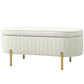 Channel Tufted Upholstered Bedroom Bench - Cream White