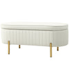 Channel Tufted Upholstered Bedroom Bench - Cream White