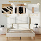 Queen Size Bed Frame with Adjustable Headboard Upholstered Platform Bed Frame with Wood Slat Support Noise Free White