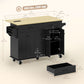55" Rolling Kitchen Island with Drop Leaf - Black