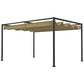 13' x 10' Patio Pergola with Retractable Canopy, Outdoor Sun Shelter, Yard Shade, Khaki