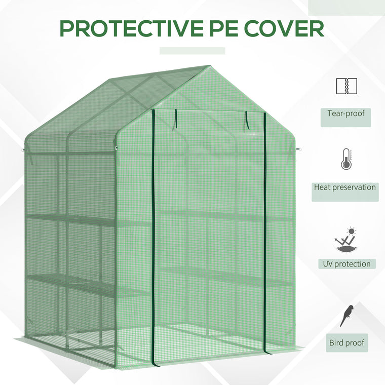 56" x 54" x 74" Green Greenhouse with 8 Shelves & PE Cover