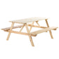 Wood Picnic Table, Camping Table and Bench Set with Umbrella Hole for Outdoor, Garden, Patio, Backyard, Natural