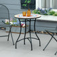 Mosaic Patio Table, Round Coffee Table with Metal Frame, Garden Furniture for Outdoor, Poolside, Red