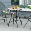 Mosaic Patio Table, Round Coffee Table with Metal Frame, Garden Furniture for Outdoor, Poolside, Red