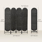 Bohemian Privacy Screen, Folding Room Divider with 4 Panels and Arched Top for Bedroom Living Room Office, Black
