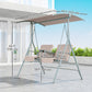 Double Outdoor Swing Chair 2 Person Covered Swing Porch Swing w/ Pivot Table and Storage Console, Beige