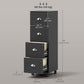 4 Drawer File Cabinet with Lock, Office Filing Cabinet, A4 Letter Size, Hanging File Folders, Black