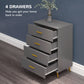 4 Drawer Cabinet, Drawer Chest for Bedroom, Chest of Drawers with Aluminium Legs and Gold Handles, Dark Grey