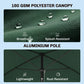 6.5x4ft Rectangle Patio Umbrella Aluminum Tilt Adjustable Garden Parasol Sun Shade Outdoor Canopy Green