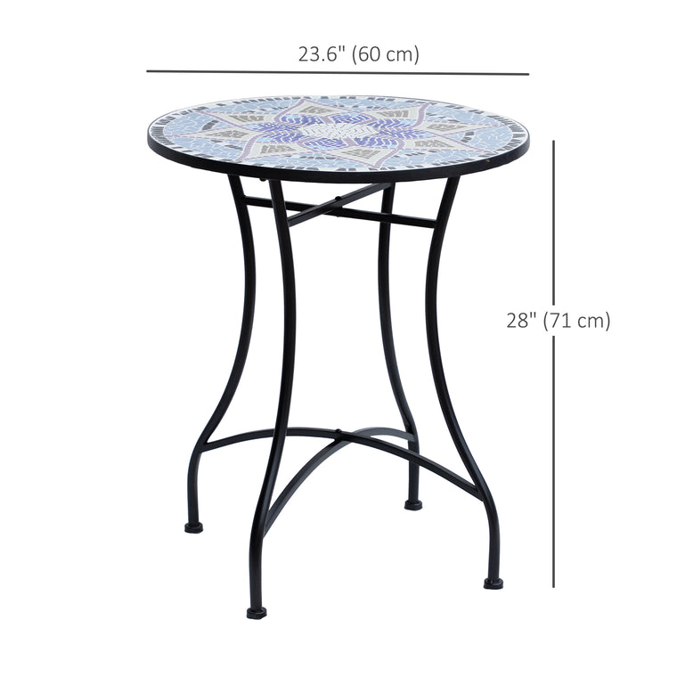 23.6" Mosaic Round Table with Ceramic Top