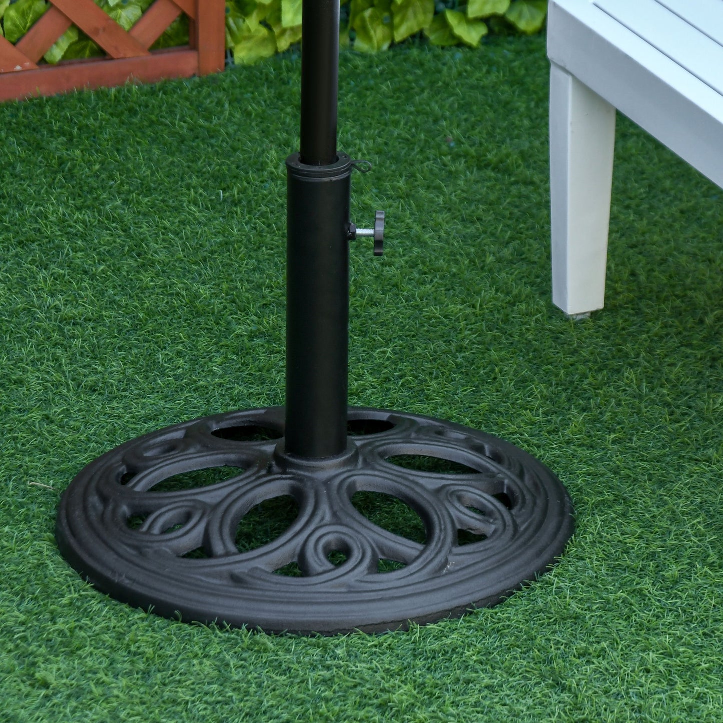 25lbs Cast Iron Round Patio Umbrella Base Stand, Umbrella Holder for Outdoor, Patio, Garden, Deck and Beach, Fit Dia. 1.5", 2" Pole, Black
