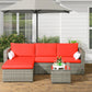 3pcs Modern Rattan Sofa Set, Wicker Patio Furniture Set with Coffee Table, Cushions, Pillows