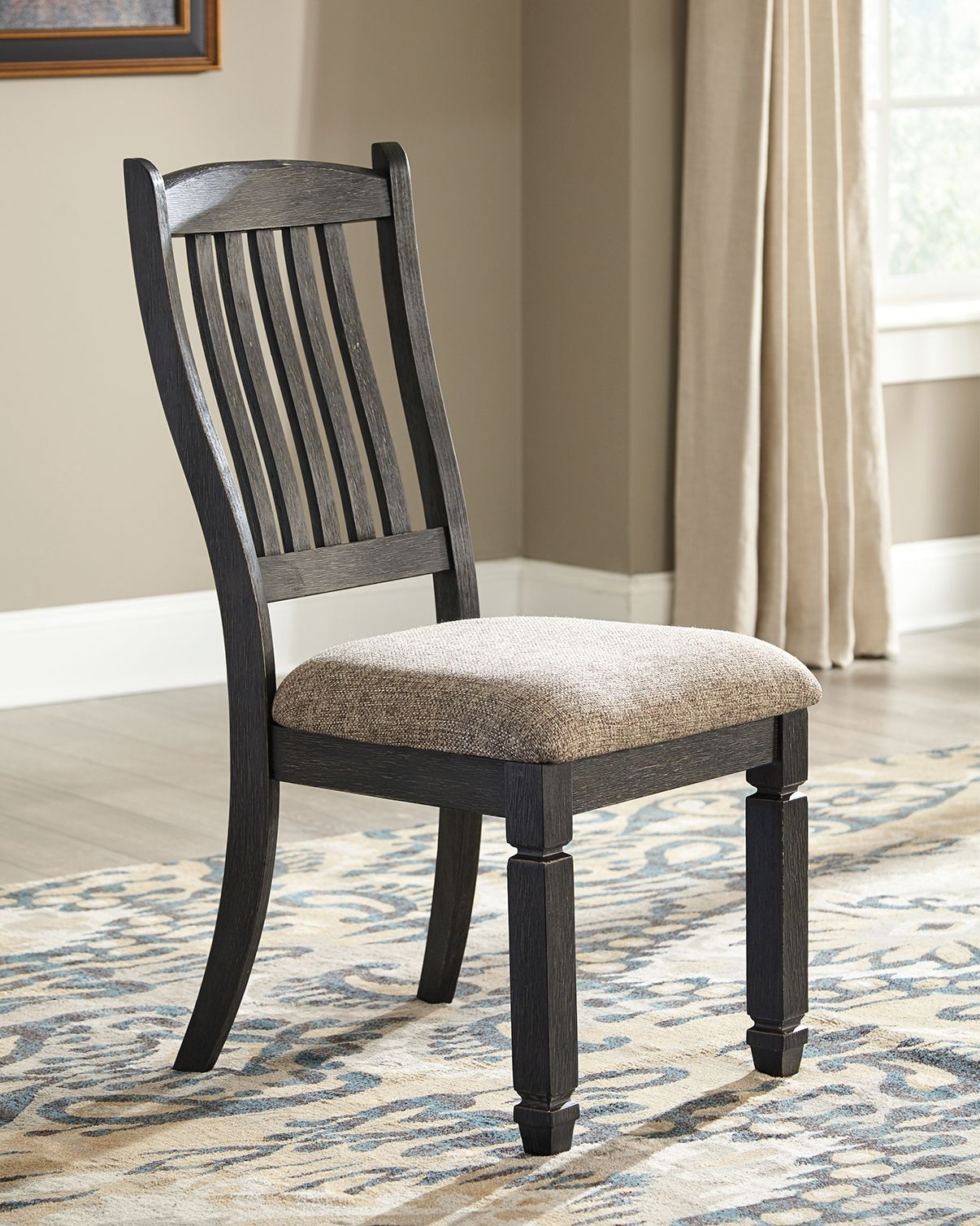 Tyler - Black / Grayish Brown - Dining Uph Side Chair (Set of 2) - Slatback