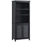 3-Tier Multifunctional Bookcase, Storage Bookshelf, Display Shelves with Glass Doors, Open Compartments and Adjustable Shelves for Home Office, Living Room, Study, Black