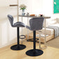 Bar Stool Set of 2 Fabric Adjustable Height Armless Upholstered Counter Chairs with Swivel Seat, Grey