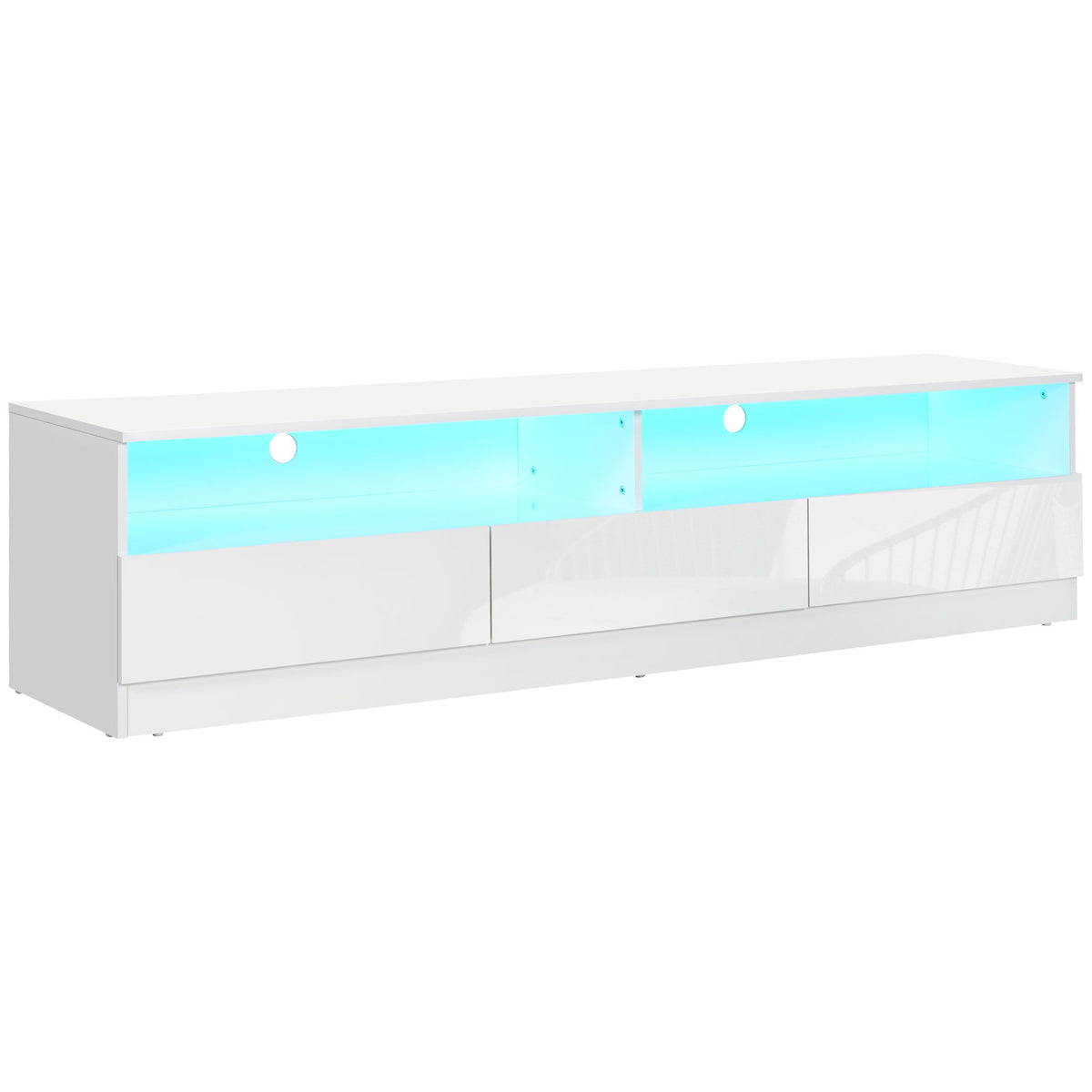 LED Lighted TV Stand for TVs up to 75", Modern TV Cabinet with Storage Drawers for Living Room, High Gloss White