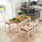 Dining Table Set for 4, 5 Piece Pine Wood Kitchen Table with High Back Chairs, Rectangular Table and 4 Armless Chair, White and Natural Wood