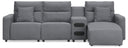 4 Pc. Power Reclining Sectional With RAF Press Back Power Chaise And Audio Console