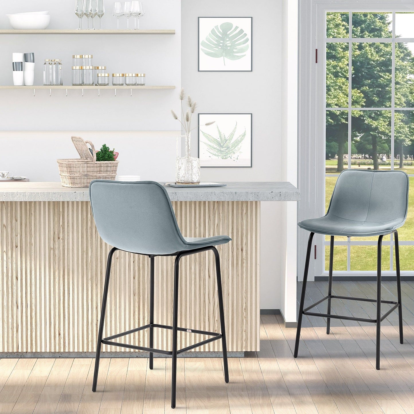 Upholstered Counter Height Bar Stools Set of 2