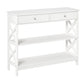 39" Console Table with Drawers and X-Frame - White