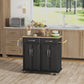 Kitchen Island with Rubberwood Top and 2 Drawers - Black