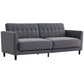 Convertible Bed with Couch, Button Tufted Fabric Sofa Bed with Adjustable Back for Living Room, Charcoal Grey