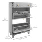 Slim Shoe Storage with 2 Flip Drawers and Adjustable Shelves Shoe Cabinet Organizer for 8 Pair, Grey