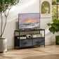 TV Stand with Charging Station and Linen Drawers - Black