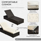 3pc Rattan Lounge Chair Set with Side Table Outdoor Patio Synthetic Rattan Wicker Sun Bed Set with Cushion