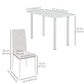 Modern Dining Table Set for 4, Space-Saving 5 Pieces Kitchen Table Set with Rectangle Table and Steel Frame, White