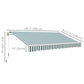 12' x 10' Manual Retractable Awning Outdoor Sunshade Shelter for Patio, Balcony, Yard, with Adjustable & Versatile Design, Green and White