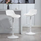 Counter Height Bar Stools Set of 2, Streamlined Bar Chairs with Adjustable Height and Swivel PU Leather Seat, White