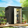 5 x 3 ft Outdoor Storage Shed, Lean-to Metal Garden Shed with Lockable Door and Vents, Dark Grey