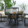 Wood Burning Fire Pit Charcoal BBQ Grill, Portable Firepit with Adjustable Grill Grate, Pan and Poker, 33