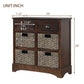 Rustic Storage Cabinet with Two Drawers and Four Rattan Baskets, Modern Farmhouse Style, Acacia Wood Frame, 28" L x 12" W x 28" H, Brown